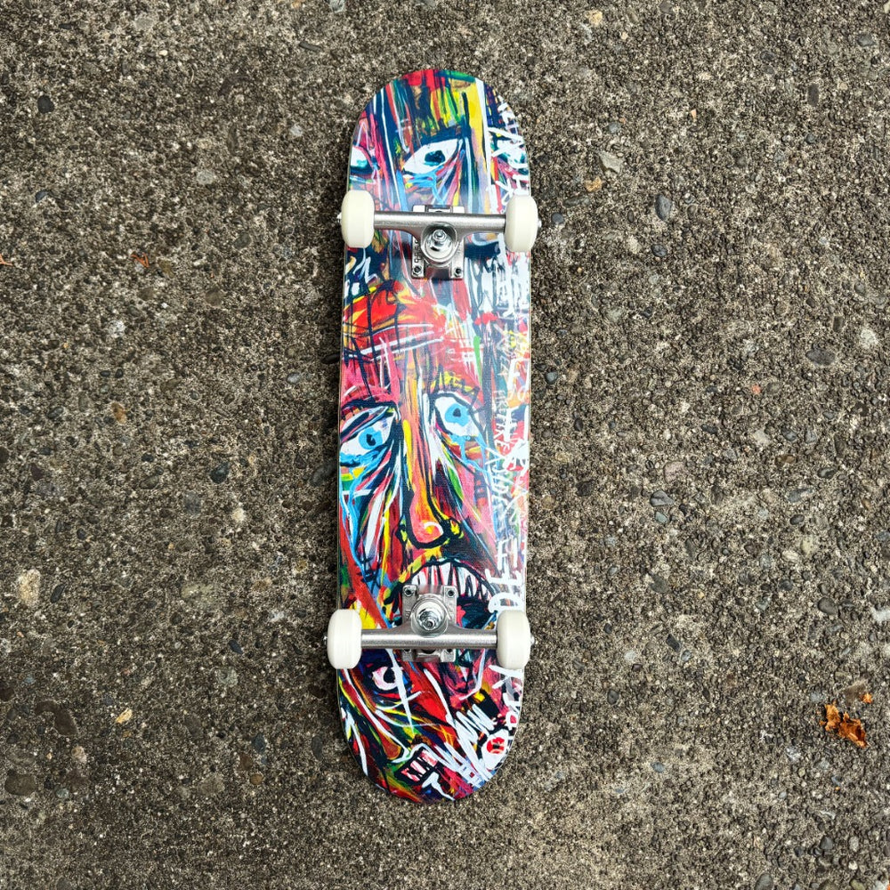 FIREXSIDE Anxiety 7.6" mini complete skateboard on concrete - kids and beginner complete