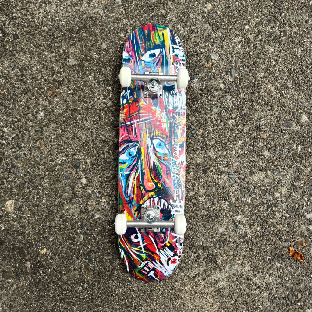 FIREXSIDE Anxiety 7.6" mini complete skateboard on concrete - kids and beginner complete